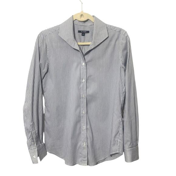 Kal Reiman Classic Striped Button Front Shirt Blouse Made USA fabric / Italy sz2 - Picture 1 of 11